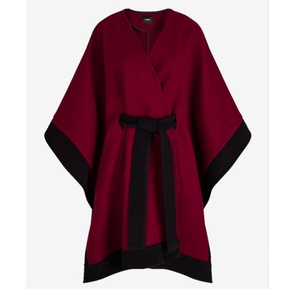 Chic Burgundy and Black Cape Coat size M/L
